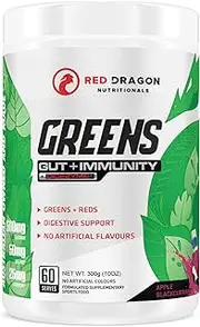 Red Dragon Nutritionals Greens Gut + Immunity Powder 300 g, Apple Blackcurrant