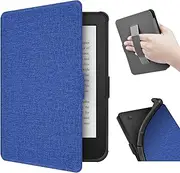 ERUNTO Case for 6-inch Kobo Clara 2E (Released in 2022)/Tolino Shine4, TPU Cover with Cloth Texture and Hand Belt on The Back, Magnetic Shell Cover with Smart Wake-up/Sleep Function (Blue)