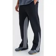 Mens Black Regular Fit Double Gusset Joggers