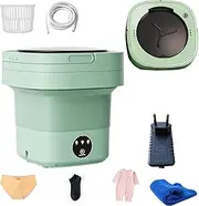 AFGSsm 12L Mini Washing Machine, Foldable Washing Machine, Camping Washing Machine, Mobile Washing Machine for Underwear, Socks and Children's Clothes, Green