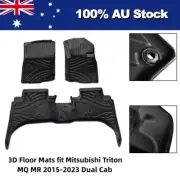 3D Floor Mats TPE Moulded Liner Fit Mitsubishi Triton MQ MR 2015-2023 Dual Cab