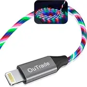 LED iPhone Charger, 6FT Light up Lightning Cable [Apple MFi Certified ] USB Fast Charging/Sync Cord Compatible with iPhone SE 11 11 Pro 11 Pro Max Xs MAX XR X 8 7 6S 6 5, iPad and More (Multicolored)