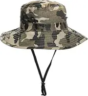 [UTOWO] Boys Camo Sun-Bucket-Hat Summer Outdoor Safari Fishing-Hat Boonie-Cap for Big Kids 7-14Yrs (Size: 7)