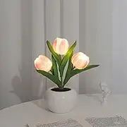Tulip Lamp Lights Table Lamp Desk Lamp Led Simulation Tulip Night Light with Vase,Table Lamp Ornaments for Home Living Room Desktop Decor for Home Decor,Pink