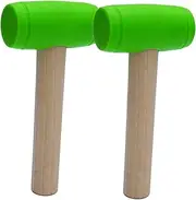 FOYTOKI 2Pcs Wooden Hammer Safe Lightweight Pretend Play Mallet for Grip Strength Hand Eye Coordination Educational Fun