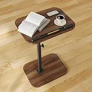 Sofa Couch Arm Table Tv Tray Small Bed Stand C Shaped Side End Tables for Living Room, Bedroom, Bedside Walnut