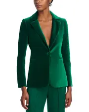 Alice and Olivia Macey Notch Collar Velvet Blazer