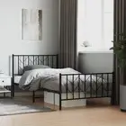 Metal Bed Frame King Size Black Steel Sturdy Storage Headboard 107x203 4451