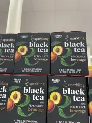 (12) Cans Trader Joe’s SPARKLING BLACK TEA w/ Peach Juice Beverages