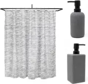 Bathroom Accessories Large Stone 8" Hand Soap Dispenser with Shower Curtain
