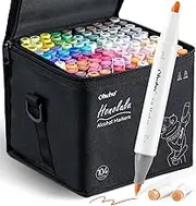 Ohuhu Alcohol Markers Brush Tip- 104-color Double Tipped Alcohol Based Art Marker Set for Artists Adults Coloring Illustration- Honolulu of Ohuhu Markers- Dual Tip Brush & Chisel