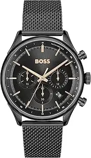 [Hugo Boss] Gregor Ionic Plated Black Steel Mesh Chronograph Men's Watch