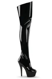 Pleaser Kiss 6" Heel Patent Thigh High Platform Boot
