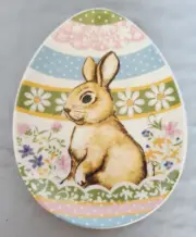 Easter Bunny & Flowers Egg Shape Plate by Pfaltzgraff
