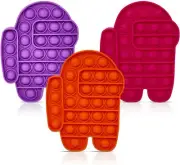 3 Pack Among Us Push Pop Bubble Fidget Sensory Toy - Bubble Pop Stress Relief