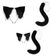 Animal Cosplay Costumes Faux Furs Foxes Wolf Furry Tail and Ear Headband Set