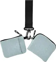 [Amooorous] Azure Linen Texture Dual Wristlet Wallets for Women Small Detachable Coin Purse Change Holder with Wristlet Strap for Work Travel 2 Pcs, Azure linen texture, 1 size, Casual