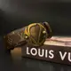 [二手] Louis Vuitton LV 老花字紋 圓形金色LOGO 85公分皮帶/腰帶