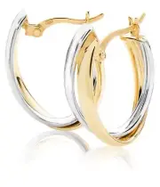 Oval Hoops Earrings Yellow/White Gold