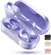 King Lucky i21 Purple Open Ear Clip On Earbuds Wireless Bluetooth 5.3 Headphones with Mic, Noise Cancelling, Waterproof IPX4, Perfect for Small Ears, Running, Sports, Glasses Wearers