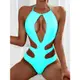 Cut-out sexy one-piece swimsuit for women 鏤空性感掛脖連體衣