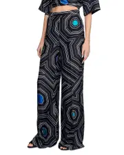 Sandro Spiral Print Silk Trousers