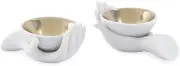 Eve Salt & Pepper Cellars, White & Gold, "3.5"" W, 2.5"" D, 2.75"" H"