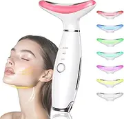 Facial and Neck Beauty Massager,7-in-1 Face and Neck Beauty Device,at Home Face Sculpting Tool for Skin Care (White)