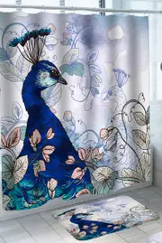 Blue Turquoise Peacock Art Shower Curtain