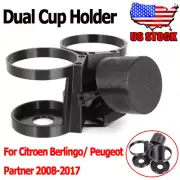 Black Double Drink Cup Holder For Citroen Berlingo/ Peugeot Partner 2008-2017 US
