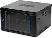 QWORK 6U Network Server Cabinet Enclosure, Wall Mount Server Cabinet Network Rack Vented Enclosure(24" Deep), for 19" IT Equipment, A/V, with Lockable Glass Door & Removable Side Panels, Black
