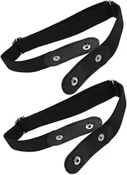 [Baluue] 2Pcs No Buckle Elastic Belt for Women and Men Invisible Waist Belt for Jeans and Dresses Comfortable Stretch Design for Casual and Formal Wear