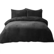 BLACK Teddy Bear Fleece Soft Warm Quilt Doona Cover Set Single/KS/Double/Queen/King/SK