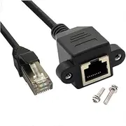 8P8C FTP STP UTP RJ45 Cable Male to Female 100M/1000M Speed Cat5 Cat6e Screw Panel Mount Ethernet LAN Network Extension Cable(60cm)