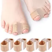 Pack of 4 Gel Toe Separators, Hallux Valgus, Tubular Bandages, Silicone Toe Straightener with 2 Loops, Overlapping Toe, Toe Separator, 2 Sizes S & L, Breathable Gel Spacers for Women Men