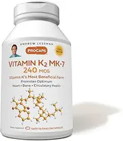 ANDREW LESSMAN Vitamin K2 MK7 240 mcg 180 Softgels – Essential for Healthy Calcium Utilization, Promotes Optimum Skeletal, Heart and Arterial Health. No Additives. Small Easy to Swallow Softgels