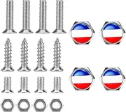 French Flag License Plate Frame Screws - Zinc Alloy Metal Caps with Silicone Surface for Cars