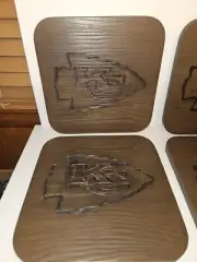 Set Of 4 KC Kansas City Chiefs NFL Bar Stool Seat Topper w/ Hardware Wood