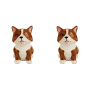 2x Urban 11cm Ceramic Cute Corgi Planter Plant Pot Home/Garden Decor White/Brown
