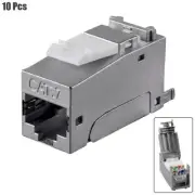 10x Cat7 Cat6A RJ45 Network LAN Ethernet Shielded Keystone Jack Toolless Snap In