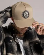 [The Mad Hueys] The Mad Hueys Men's Fk Off Fish On Snapback Cap in Tan Brown One Size Tan Brown