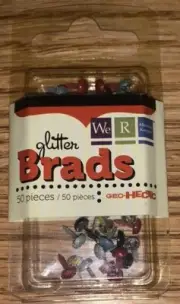 WE R MEMORY KEEPERS - BRADS~ GEO-HECTIC ~ GLITTER - PkgSz 3x2 - 50pcs Scrapbook