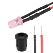 10Set DC 12V 5mm Pre Wired LED w Holder Red Light Clear Lens 8mm Panel Mount