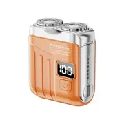 Orange Magnetic Electric Shaver Mini Rechargeable Portable Washable Beard Razor for Men Super Clean
