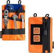 VE1-P EDC Pocket Organizer for Men - Tool Pouch With 5 Storage Compartments for Flashlight, Knife, Tactical Pen, and Gear (Orange)