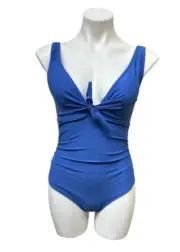 Nicole Miller BLUE YONDER Sweetheart Center Tie One Piece Swimsuit, US X-Large