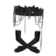 choyaxo 1920s Flapper Great Gatsby Accessories Set 1920s headpiece Black