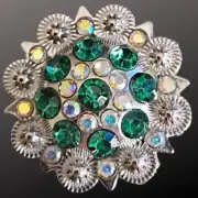 Western Scarf Slide Emerald City Silver NEW green clear crystals