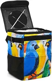 Car Trash Can with Lid,Bag Hanging Storage Pockets Leak-Proof,Portable Garbage Bin,Abstract Art Style Painting