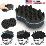 Double-Side Wave Barber Hair Brush Sponge Twist Curls Coil Dreads Afro Locs US
